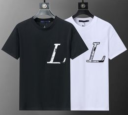 Designer 2024 Men's T-shirt Summer New Casual Short sleeved Round Neck Pullover Chest Embroidered Black and White Print Letters Loose Cotton Clothing Asian Size M-3XL