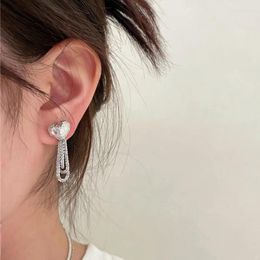 Dangle Earrings 2024 Arrival Sweet Pleated Silver Colour Love Tassel For Women Fashion Elegant Metal Jewellery Gifts