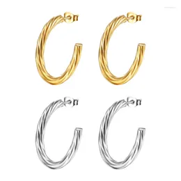 Stud Earrings 1Pair European American Women C-shaped Simple Gold-plated Stainless Steel Girls Engagement Decoration