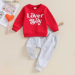 Clothing Sets 2023-10-19 Lioraitiin 6M-3Y Toddler Baby Boys Valentines Day Sets Long Sleeve Letter Print Pullover and Drawstring Pants Sets