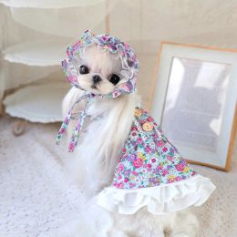 Apparel Hot Sling Broken Flower Skirt Pet Dress Spring and Summer Dress Teddy Bommy Pony Dog Princess Dog Clothes Cute Jumpsuits