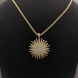 free shipping Designer dy luxury Jewellery David Yuman Necklace Colour Sunflower Button Thread Full Diamond Necklace Chain with Thickness 3mm and Length 505cm Extensi