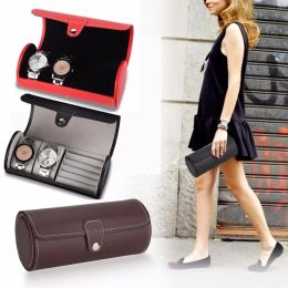 Necklace 2 Slot PU Leather Watch Storage Box Roll Case Jewellery Organiser Travel Pouch Wristwatch Ring Earrings Necklace Bracelet Holder