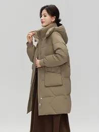 Down Coat Xuezhongfei 2024 Autumn And Winter Women's Mom Mid Length Hooded Casual Style Gentle Cold Resistant