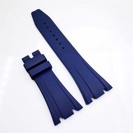 27mm 18mm Blue Rbber Clasp Strap Watch Band For Royal Oak 39mm 41mm Model 15400 15300225p