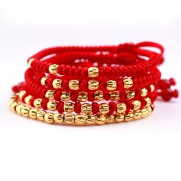 Bracelets Solid 24K Yellow Gold Bracelet Women 999 Gold Beads String Weave Bracelet