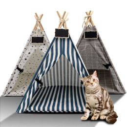 Mats Pet Tent House Cat Bed Portable Teepee Thick Cushion Available for Dog Puppy Outdoor Indoor Portable Linen Pet Dog Tent Supplies