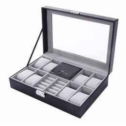 Watch Boxes & Cases Box 8 3 Mixed Grids 30 20 8cm Leather Suede Inside Word Buckle Storage Jewellery Ring Display Mens Case Top 1276D