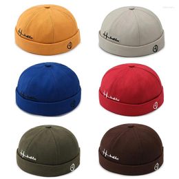 Berets Fashion Men Docker Cap Skullcap Retro Sailor Beanie Hats Brimless Hip Hop Vintage Street Bonnet Dad Caps Lettter