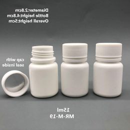Free Shipping 100pcs 15ml 15g 15cc HDPE White Small Empty Plastic Pill Bottles Plastic Medicine Containers with Caps & Sealer Fifvc