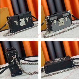 Women Petite Malle bag designer S-lock trunk box bags chain handbag luxurious Shoulder crossbody square wallet ladies high quality messenger Satchel dhgate Sacoche