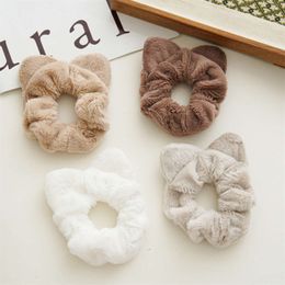 Winter New Plush Flannelette Large Intestine Hairband Women Simple Cat's Ears (steamed Cat-ear Shaped Bread) Versatile Elastic Headband