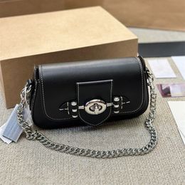 Creative Locking Clasp shoulder bag designer for women small saddle crossbody bags letter leather luxurys handbags chain woman underarm bags shopping handbag