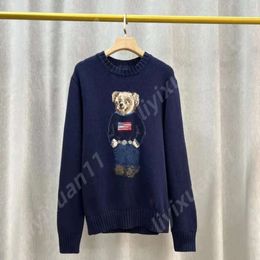 RL Bear Sweater Maglioni da uomo Ralphs Laurene Maglione Flag Of The United States Polo da uomo Camicia a maniche lunghe Bear Weave Solid Moschino Pullover US Size 6428