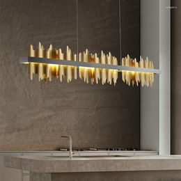 Pendant Lamps Restaurant Modern Chandelier Lighting Iceberg Design LED Kitchen Island Rectangular Fixture Gold Black239R