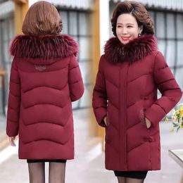 Women's Trench Coats 2024 Women Winter Jacket Long Warm Parkas Female Thicken Coat Cotton Padded Parka Fur Collar Hooded Windproof Outwear