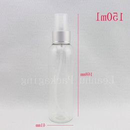 150ml x 40 transparent round spray bottle with pump , empty clear plastic bottle mist sprayer , refillable cosmetic packaging Mnbna