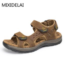 Fashion Summer Leisure Men Shoes Beach Sandals High Quality Genuine Leather Sandals Soft Large Size Mens Sandals Size 38-48 240119