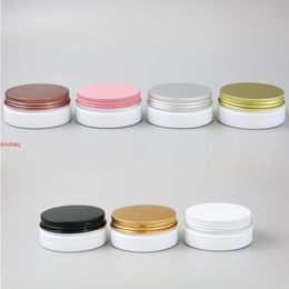 24 x 50g Empty White Cosmetic Cream Containers Jars 50cc 50ml for Cosmetics Packaging Plastic Bottles With Metal Lidsfree shipping by Omwoh