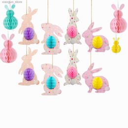 Other Event Party Supplies Easter ceiling Decoration Supplies Bunny Hanging Ornament Rabbit Honeycomb pendant For Easter Home Decor 240130