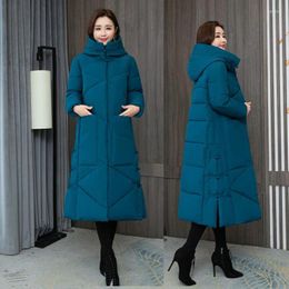 Women's Down 2024 Cotton Winter Women Coat Middle-Aged Mother Wear Literary Retro Loose Large Size Ethnic Style Long Thick Outwear Pocket