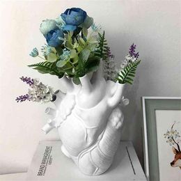 Anatomical Heart Shape Flower Vase Nordic Style Pot Art Vases Sculpture Desktop Plant for Home Decor Ornament Gifts 210825192I
