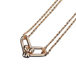 Tiff Necklace Designer Luxury Fashion Women Original Quality Pendant Necklaces S925 Sterling Silver T Home Double Ring Horseshoe Buckle New