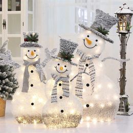 Christmas wrought iron flocking lights snowman counter decoration shopping mall supermarket holiday scene decorations navidad P082280z