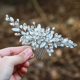 Hair Clips Luxury Bridal Leaf Combs Rhinestone Accessories For Women Flower Crystal Princess Traia Headpiece Wedding Jewellery