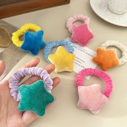 Autumn Winter New Candy Colour Star Hair Ring High Elastic Double Ponytail Head rope Cute and Sweet Plush Rubber Band