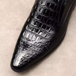 Crocodile Print Oxfords Classic Dress Black Soft Handmade Office Business Genuine Leather Formal Loafers Shoes for Men