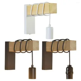 Wall Lamp Wood Sconces Retro Industrial Bedside Ing Fixture For Bedroom Hallway Entryway Passway Dining Room