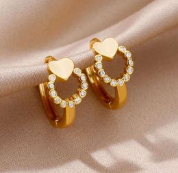 Stud Heart Earrings For Women Steel Gold Plated Earring New Trend Luxury Wedding Jewelry 2024