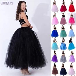 Stock 6 Layers 100cm Maxi Long Tulle Skirt with Ribbon Sashes Princess Fairy Tutu Skirts Womens Vintage Puffy Petticoat Dress CPA833 CPA1009