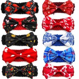 Dog Apparel 30/50pcs Pet Collar Accessories Small Middle Large Bow Tie With Elastic Band For Valentine's Day Dogs Holiday