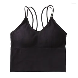 Yoga Outfit Seamless Shoulder Strap Sports Bra Women Chest No Steel Ring Tank Top Gym Fitness Running Lingerie For