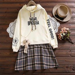 Girl Dresses Teenager Girls Autumn Winter 2024 Kids Sweater Princess Japan JK Plaid Hoodie Checked :sweatshirt 4 5 6 7 8 9 10 11 Year