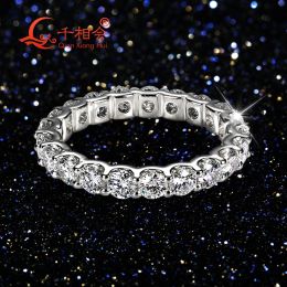 Rings 0.1ct 3mm Round White Moissanite Full Eternity Band Ring Sterling Sier Jewellery Man Women Engagement Gift Party Dating
