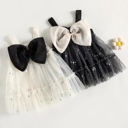 Girl Dresses Pudcoco Infant Kids Baby A-line Dress Sleeveless Bowknot Flower Sequined Tulle For Casual Daily Party 9M-2T