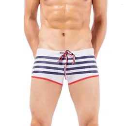 Men's Swimwear Man's Swimming Trunk Strips Sport Beach Short Swim Brand Swimsuit Pouch Board Shorts