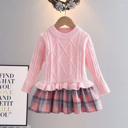 Girl Dresses Autumn And Winter Long Sleeve Round Neck Girls' Fashionable One-Piece Dress Beautiful Princess Knitted Sweater