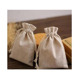 Natural Linen Gift Drawstring Pouches 8X11Cm 9X12Cm 10X15Cm Pack Of 50 Party Sack Soap Makeup Jewellery Gift Packaging Bags Zwokb253h