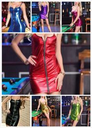 Sexy Set Patent leather light Camisole Front zipper Pure Colour sex shop s-xxxxl sexy latex dress pvc dress clubwear leather dres