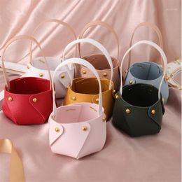 Gift Wrap Creative Leather Portable Candy Bag Birthday Baby Shower Party Box Basket Jewelry Packaging Wedding Pouch Handbags3226