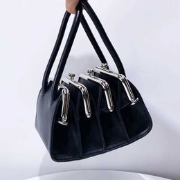 Evening Bags Black Mini Clip Bags For Women Luxury Designer Handbags And Purses 2024 New In Fashion Multi-layer Accordion Shoulder Crossbody