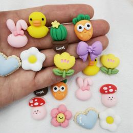 Lucite 500pieces 25mm Diy Resin Duck Flower Heart Rabbit Sticker Beads.scrapbook for Woman Kids Hairpin Jewellery Making Accessories2022