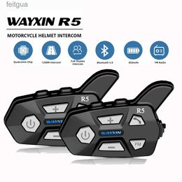 Walkie Talkie WAYXIN R5 BT5.0 Motorcycle Helmet Intercom 2 Rider Wireless Bluetooth Headset Intercomunicador Moto Interphone YQ240130