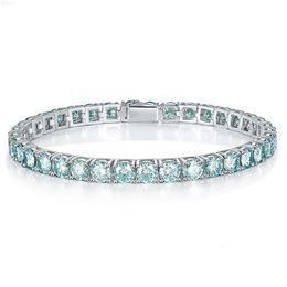 Luxury 925 Sterling Silver Jewelry Bracelet 4mm 5mm Blue Green Full Moissanite Diamond Tennis Bracelets for Women Men