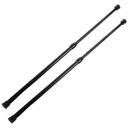 Shower Curtains 2 Pcs Curtain Rod Black Rods Adjustable Tension Clothing Drying Rack Window Iron Spring