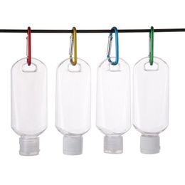 50ML Hand sanitizer bottle for disinfectant liquid Flip top cap with Key Ring Hook Transparent Plastic Bottle for Travel Gbvkb Riaia